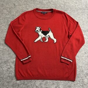 Tommy Hilfiger Red Dog Sweater Size L Preppy Graphic Crewneck